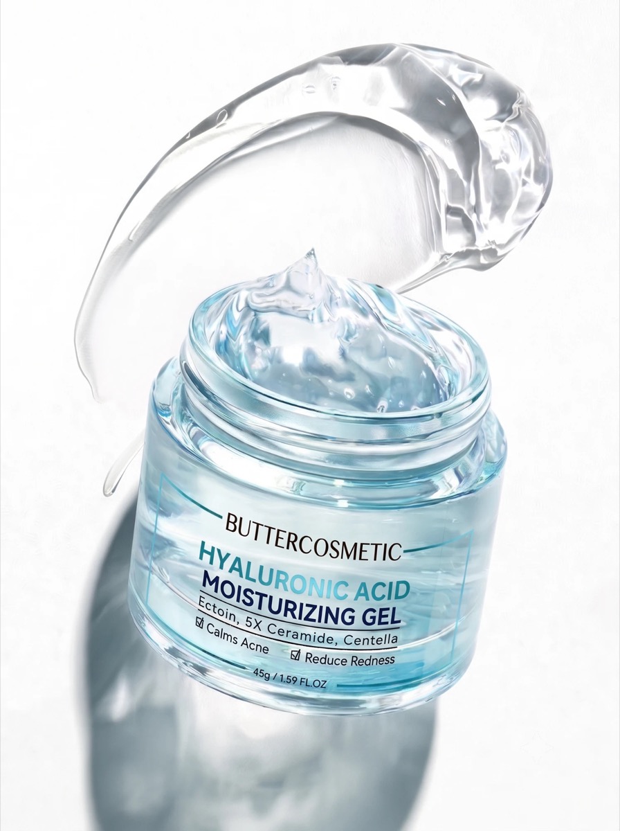 Buttercosmetic Hyaluronic Acid Moisturizing Gel, hũ gel dưỡng ẩm trong suốt màu xanh nhạt 45 g