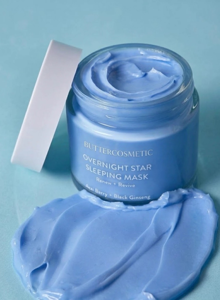 Buttercosmetic Overnight Star Sleeping Mask, hũ mặt nạ ngủ dạng kem màu xanh lam nhạt